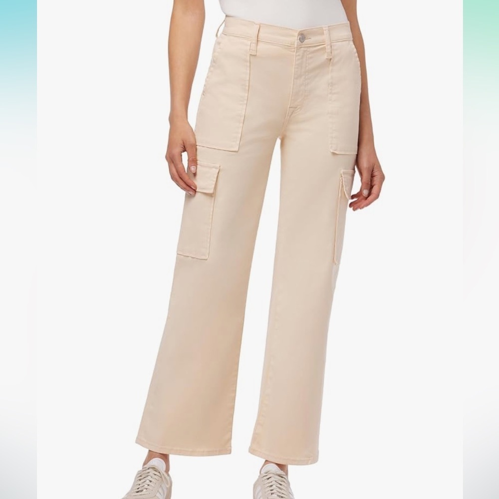 NWT Hudson Jeans Rosalie High Waisted Cargo Jeans in Bleached Sand